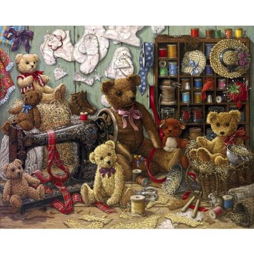 Full Round Drill 5D DIY Diamond Painting "Sewing machine Bear" 3D Embroidery Cross Stitch 5D Home Decor