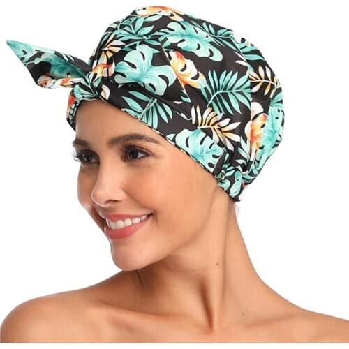 Durable Anti-mildew Waterproof Elastic Bowknot Adjustable Shower Cap Reusable Comfortable Shower Cap