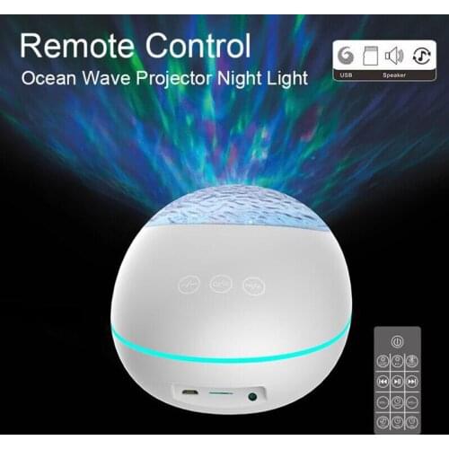 Lucky Stone Ocean Wave Projector Night Light Remote Control Water Wave Color Led Projector Night Light With Bluetooth Speaker