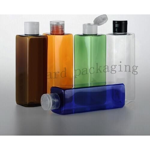 20pcs 250ml empty square plastic bottles with flip top cap travel PET makeup Shower Gel shampoo bottle for cosmetic packaging