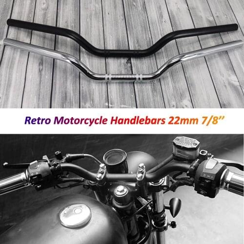 Retro Motorcycle Handlebars 22mm 7/8'' Motorbike Steering Wheel Vintage Bike Handle Bars for Scrambler Tracker Chopper Bobber