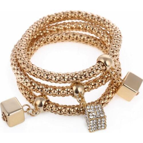 Charm Bracelet For Unisex Cube Shape Pendant Attractive Crystals Pendant Gift Choose For BFF Zinc Alloy Provide Dropshipping