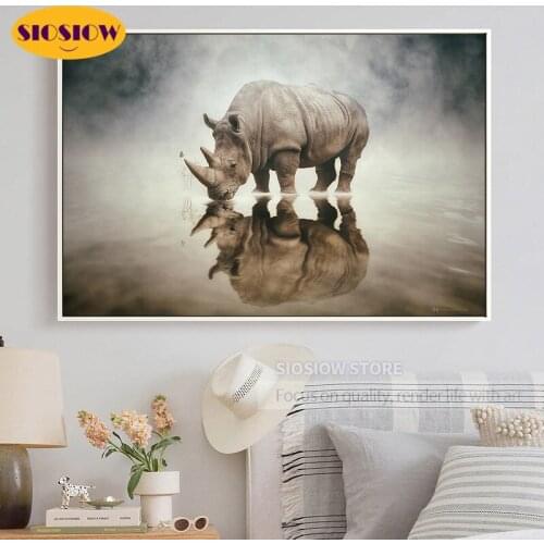 SIOSIOW 5d Diy Diamond Painting Square Full Round Rhino 3d Diamond Mosaic Embroidery Cross Stitch Kit Crystal Animal Decor Home