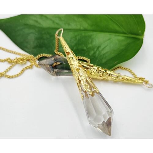 Glass bell stone pendant female Reiki Pendulum Natural Stone Amulet Healing Crystal Pendant Meditation Hexagonal Pendulums for