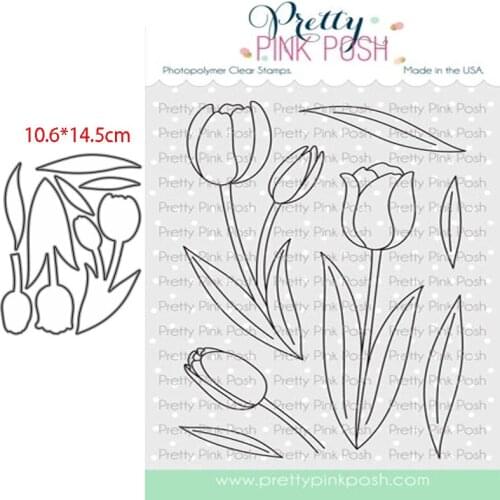 Tulip flowers troqueles de corte de metal scrapbooking cutting dies and stamps DIY dies scrapbooking nouveau arrivage 2021