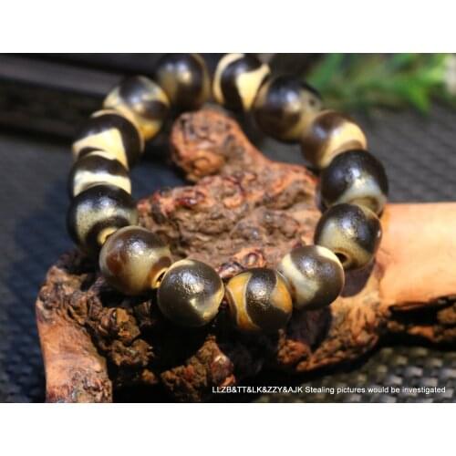 Treasure Unique Energy Power Tibetan Old Agate Tiger Tooth Abacus Shape dZi Bead Amulet Bracelet UPD210814A1