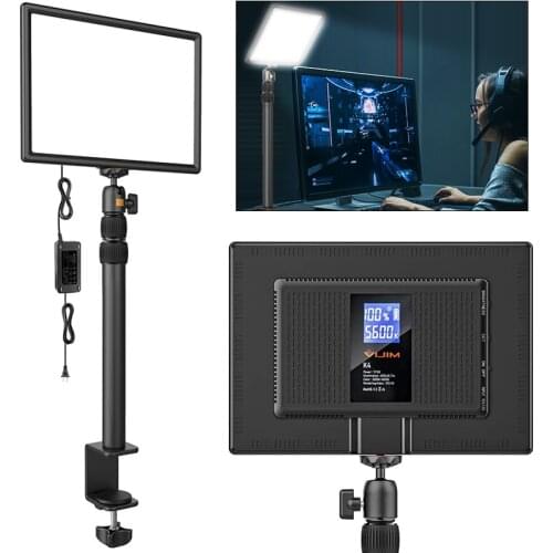 VIJIM K4 LED Flat Panel Light With Desk Light Stand 3200K-5600K 8000mAh Dimmable Panel Lights for Photo Studio Live Stream