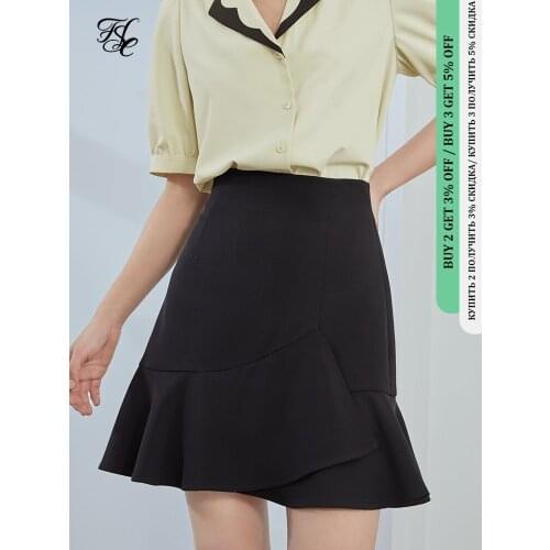 FANSILANEN Black Irregular Ruffle Skirt Female Summer A-line High Waist Short Skirt Thin Hip Skirt Woman Skirts