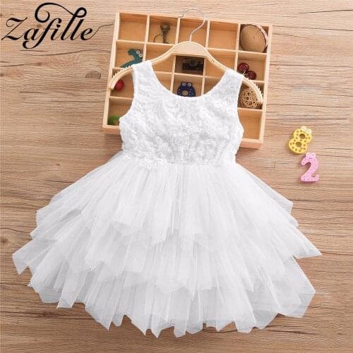 ZAFILLE Lace Girl Dress White Red Birthday Girls Party Dress Summer Princess Wedding Evening Children Dresses Kids Clothes