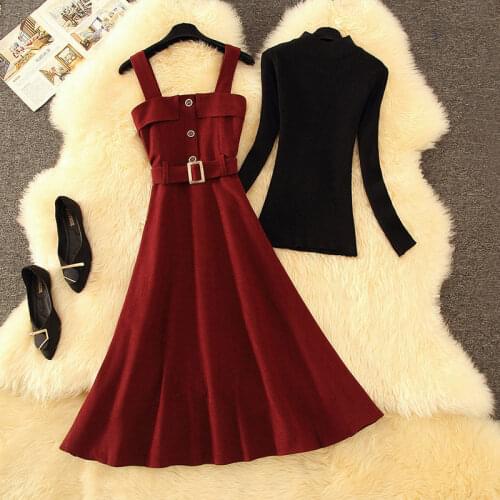 Dress Sets Women Plus Size Chic Fashion Elegant Office Lady Outfits 2 Piece Korean Fall Basic Simple Female Sweater Suit X85