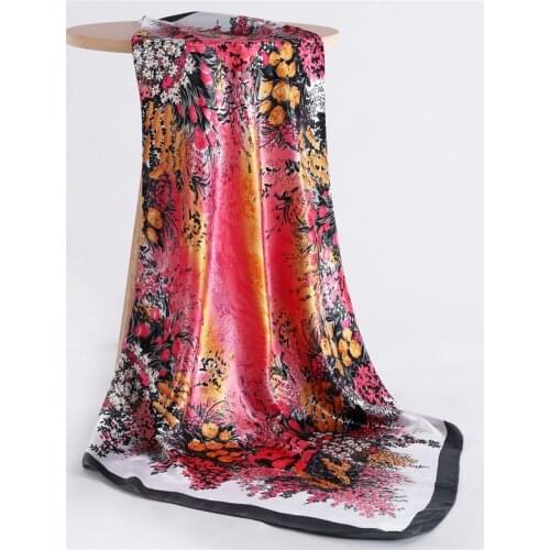 Lady Silk Square Scarf Fashion Hair Neck Scarves Shawl and Wraps Big Hijab Luxury Brand Print Designer Cover Headkerchief Summer
