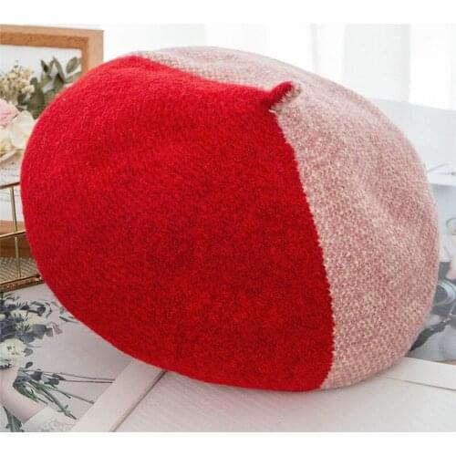 Winter Womens Wool Beret Cap Lady Girl Casual Cotton British Artist Hat patchwork Pumpkin Hat Casquette Gorros