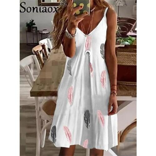 Sexy Spaghetti Strap Love Heart Printed Beach Mini Woman Dress 2021 Summer Ladies Loose Casual Boho Mini Dresses Plus Size Femme