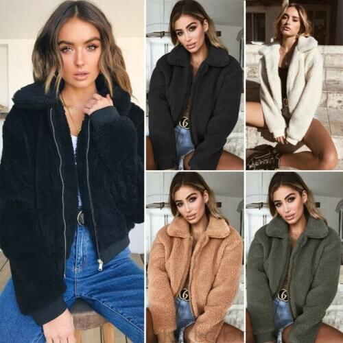 Winter Women Hoodie Warm Long Sleeve Fleece Jackets Crop Tops Zip Up Punk Outwear Coats with Pockets Large size Short Coat 2020