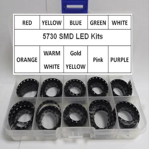 500Pcs 5Colors*100Pcs SMD 5730 5630 0.2W LED Diode Assortment KIT LED Green RED White Blue Yellow Set