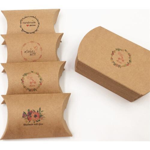 20Pcs/Lot New Product Paper Pillow Box Favor Festival Candy Gift Pack Case For Handmade Soap Adornment Display Pouch 8x5.5x2cm