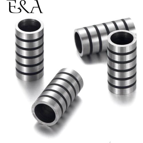 4pcs Stainless Steel Tube Beads 7.6mm Hole Metal Slide Bead Charms Slider for Leather Bracelet Making Accessories Jewelry DIY