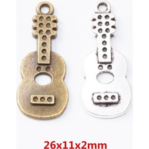 50 pieces of retro metal zinc alloy guitar pendant for DIY handmade jewelry necklace making 7221
