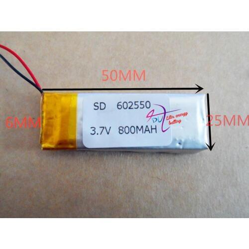 3.7V tablet battery 602550 800MAH GPS navigator wireless headset speaker point reading machine