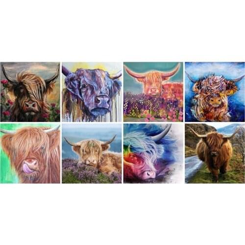 Handicrafts Diamonds Mosaic Netherlands Highland Cow Needlework Diamond Embroidery Full Square Diy Diamond Painting Cross Stitch