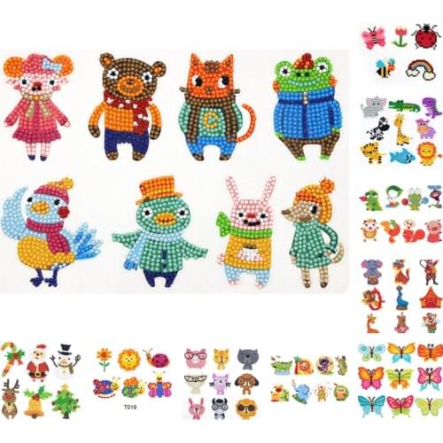DIY Diamond Painting Stickers Kits for Kids Diamond Mosaic Bear Butterfly Stickers Set Crafts Mobile Phone Cup Sticker Handmade