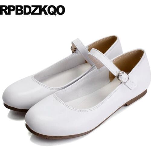 Large Size Ladies Beautiful Flats Shoes Mary Jane 43 Women Round Toe Cheap Custom 2017 Plain Japanese School White Latest Spring