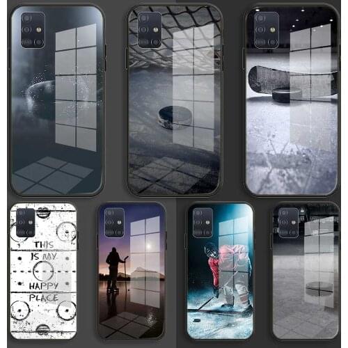 Hockey Soft Silicone Glass Case For Samsung Galaxy A10 A20 A30 A40 A50 A70 A31 A51 A71 Balck Cover