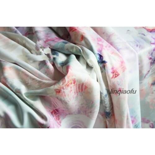 Rendering digital print silhouette flower fabric cheongsam waist skirt dress fabric