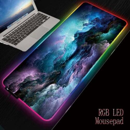 Mairuige Colorful Clouds RGB Gaming MousePad Large Computer Mouse Pad Backlight Mause Pad 90X40/25X30CM Carpet Keyboard Desk Mat