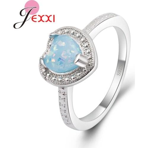 Heart Shape Blue Opal Ring Romantic Young Girls Wedding Rings For Her Best Surprise Gift Simple Top Quality and Precious