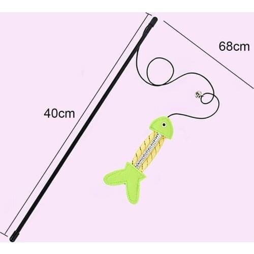 2PCS Cat Fish Toys Cat Fish Wand Bite Resistant Interactive Funny Kitten Wand Toy Cat Teaser