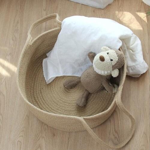 Laundry Bag Jute Washing Clothes Laundry Basket with Two Handle Saving Space Laundry Hamper Bag for Bedroom