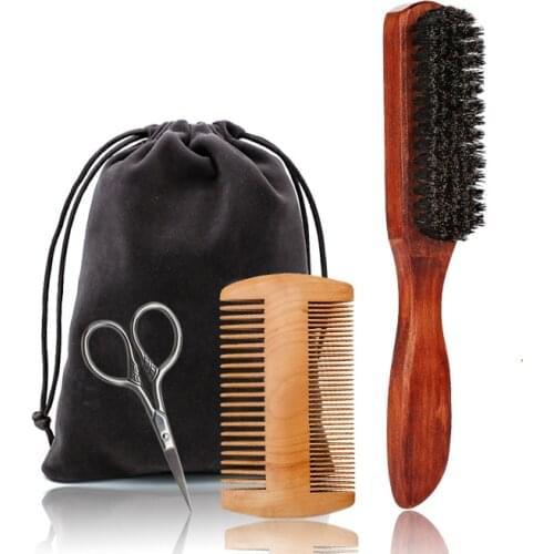 Men Barber Tool Grooming Beard Kit Shaving Brush Beard Brush Double Sided Comb Portable Men Facial Beard Brush Shaving Tools