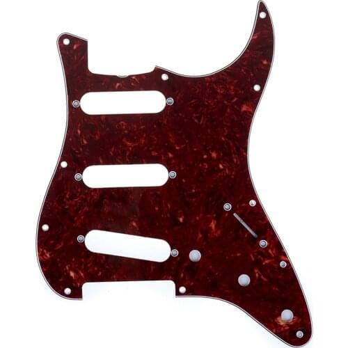 Musiclily Pro 11-Hole 60s 64 Vintage Style Strat SSS Pickguard for American Stratocaster Guitar, 4Ply Vintage Tortoise