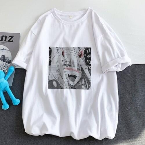 New Summer Women T-Shirt 2021 DARLING In The FRANXX Harajuku Anime Zero Two T Shirt Aesthetics Short Sleeve Streetwear Tops Tee