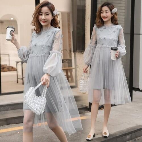 2019 New Arrive Spring Maternity Dress Woman Casual Floral Large Size Dresses Pregnant Woman Large Clothing MD-00562