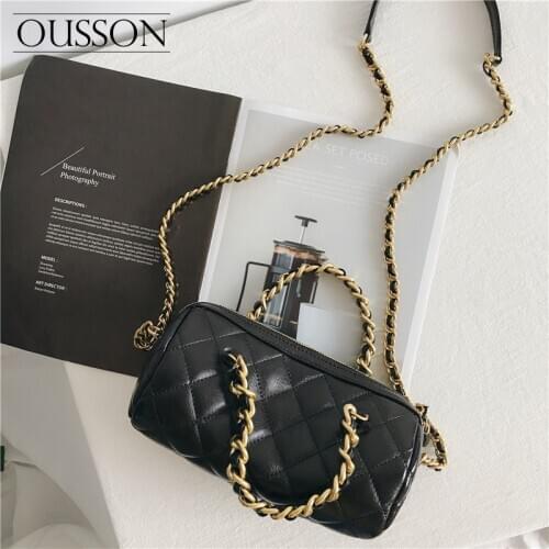 OUSSON 2020 Fashion all-match lightweight ribbed chain one shoulder baguette
