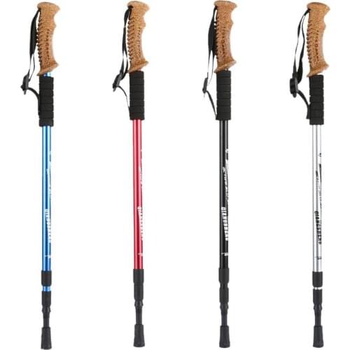 Outdoor Climbing Hiking Adjustable 3 Section Walking Stick Pole Telescopic Aluminum Alloy Anti Shock Anti Skid Alpenstock