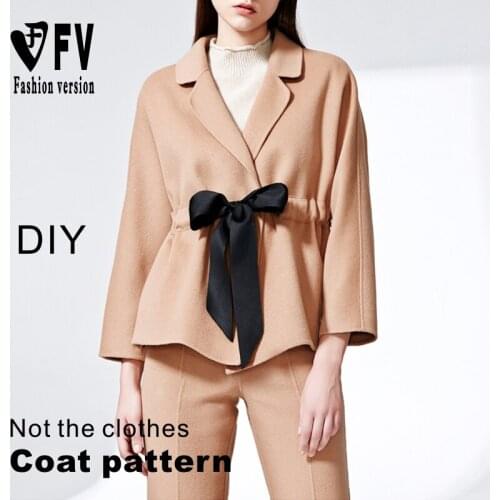 New ladies double-sided cashmere lapel short coat pattern 1:1 garment hand-sewn drawing BWT-84