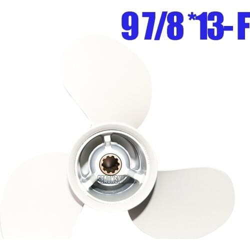 9 7/8 x 13 Marine Boat Outboard Propeller For Yamaha 20-30HP 664-45949-02-EL Aluminum Alloy White 3 Blades 10 Spline Tooth