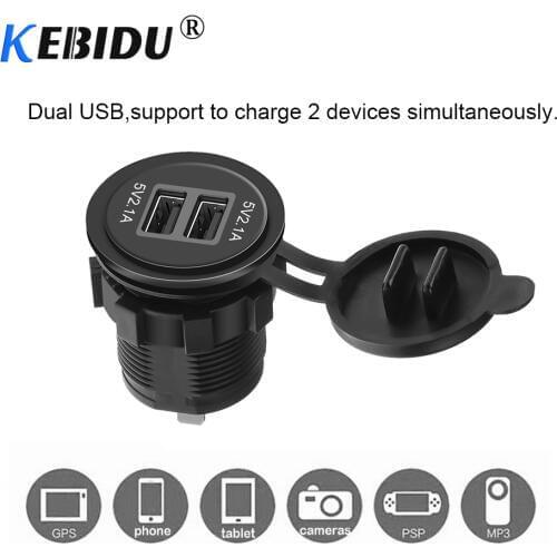 Kebidu Cigarette Lighter Socket Splitter 12V-24V 2 Port USB Car Charger 5V 4.2A Output With Led Light Power Adapter For Phone