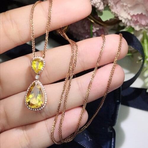 Handmade Water Drop Topaz cz Pendant Real 925 Sterling Silver choker Party Wedding Pendants Necklace For Women Girl Jewelry Gift