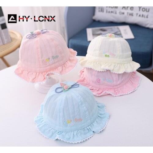 Summer Korean Child Bucket Hat Flower Printing Fisherman Hat Girl Breathable Sun Visor Hat Adjustable Cotton Outdoor Boy Hat