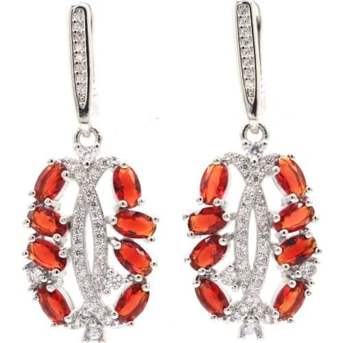 37x11mm SheCrown 8.1g Lovely Rectangle Pink Kunzite CZ Ladies Daily Wear 925 Sterling Silver Earrings