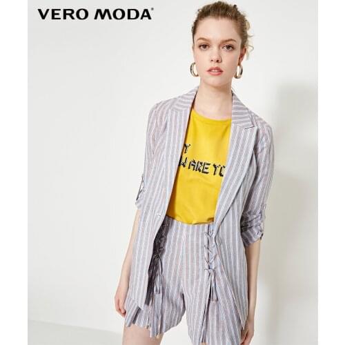Vero Moda Women Retro Stripes Buttoned Suit Jacket Blazer | 319308547