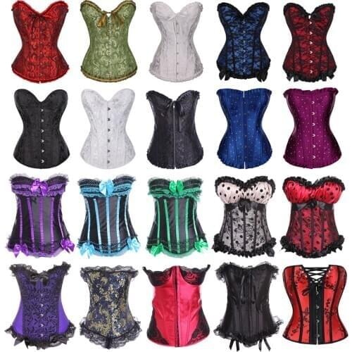 Women Sexy Lace up Boned Overbust Corset Bustier Top Body Shaper Waist Training Cincher Plus Size S-6XL Underwear Corselet