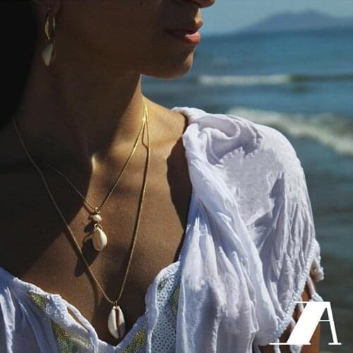 Bohemian Women Vintage Natural Shell Pearl Pendant Necklace Fashion Multilayer Necklace Beach Jewelry Accessories