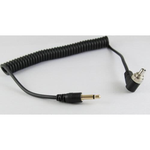 1pc 1ft / 30CM Gold Plated 3.5mm Mono Male Plug to Angle Male Flash PC Sync Cord Retractable Cable