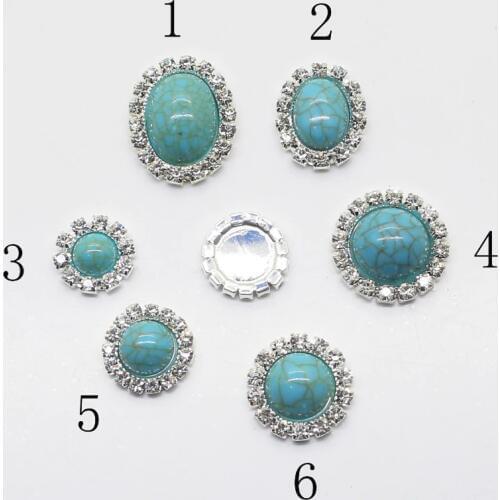 10Pcs/Set DIY Green acryl Rhinestone Embellishments Emerald Button Flat Back Silver Color Used On