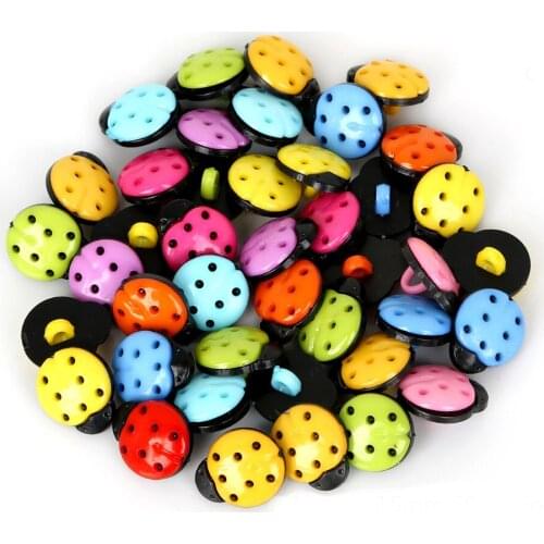 150Pcs/lot Mixed Shank Ladybug Resin Buttons For Kid Clothes 13*8mm Sewing Button Scrapbooking Garment DIY Apparel Accessories